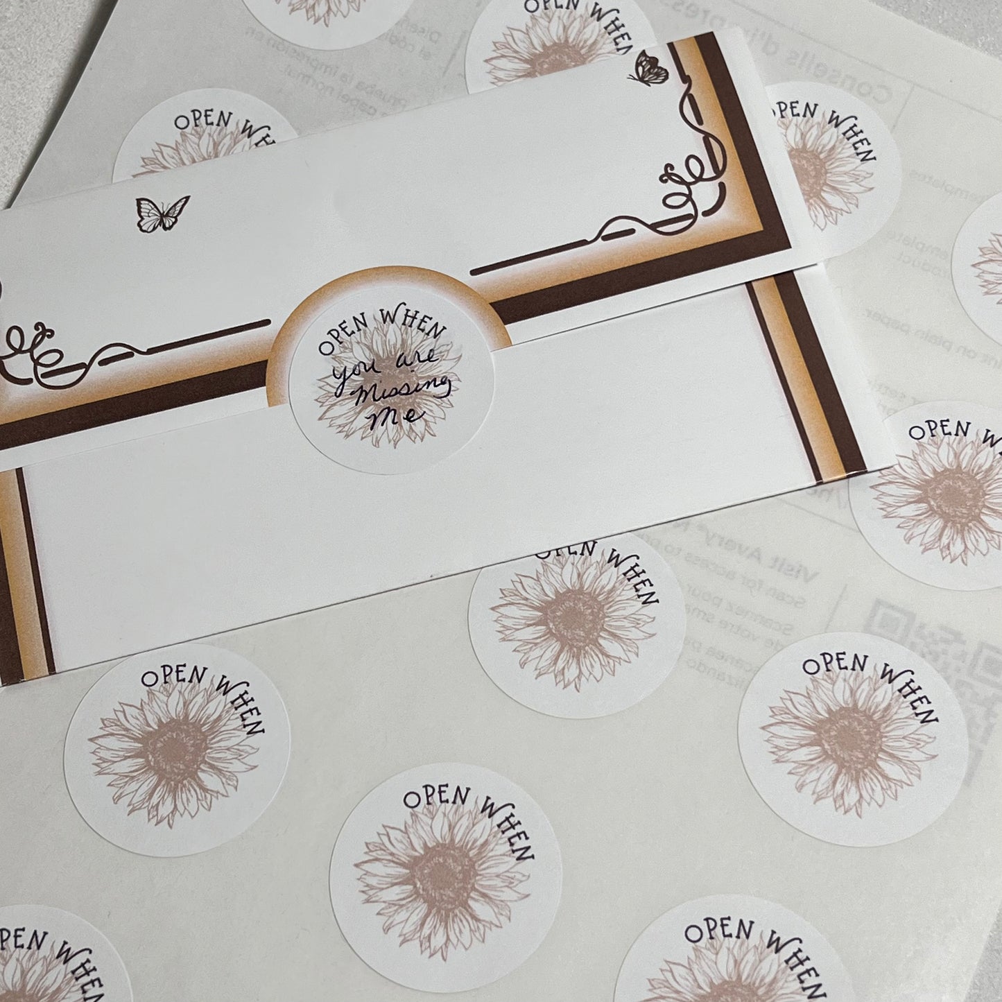 We have also included 20 matching sticker seals in this collection. There is room to write a line to tell your recipient exactly when to open this letter. Example: "Open When You Need To Hear My Voice"
